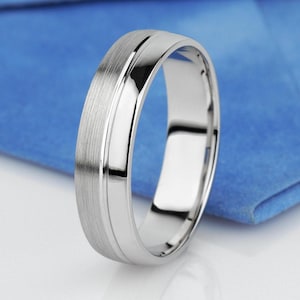 14k Massivgold Herren Ehering. Herrenring. Komfort Passform Ehering. Handgefertigter Ring Bräutigam. Gold Herrenarmband matt und poliert