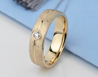 Alliance pour femme avec diamant. Alliance en or massif. Alliance unique. Jonc diamant pour femme. Alliance pour elle. Bague en or pour femme