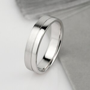 Ready to ship! Mens white gold wedding ring SIZE 9 US. Mens wedding band. Mens wedding ring brushed gold. Solid gold band. Matte gold band