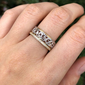 Vintage style women&#39;s wedding band made of solid gold. Statement gold ring. Unique wedding ring. Gold rings for women. Anniversary ring