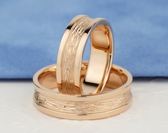 Couple wedding rings set. Wedding rings his and hers. Solid gold wedding bands.Unique wedding rings. Rings for couples.Wedding band matching