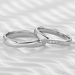 Wedding rings set with diamonds. His and hers wedding bands. Matching wedding rings. Unique gold rings. Couples wedding bands. Diamond rings