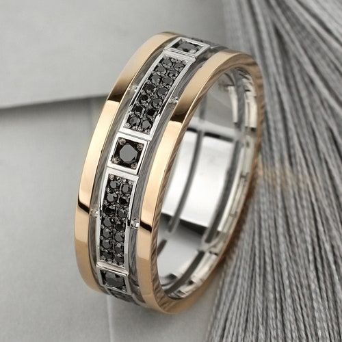 Unique Gold Mens Wedding Band. Ring for Men. Mens Wedding Ring - Etsy
