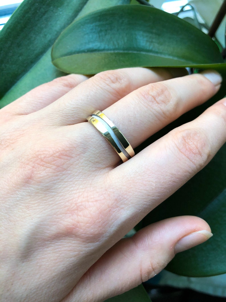 Mixed metals wedding bands. Matching wedding bands. Two tone Etsy