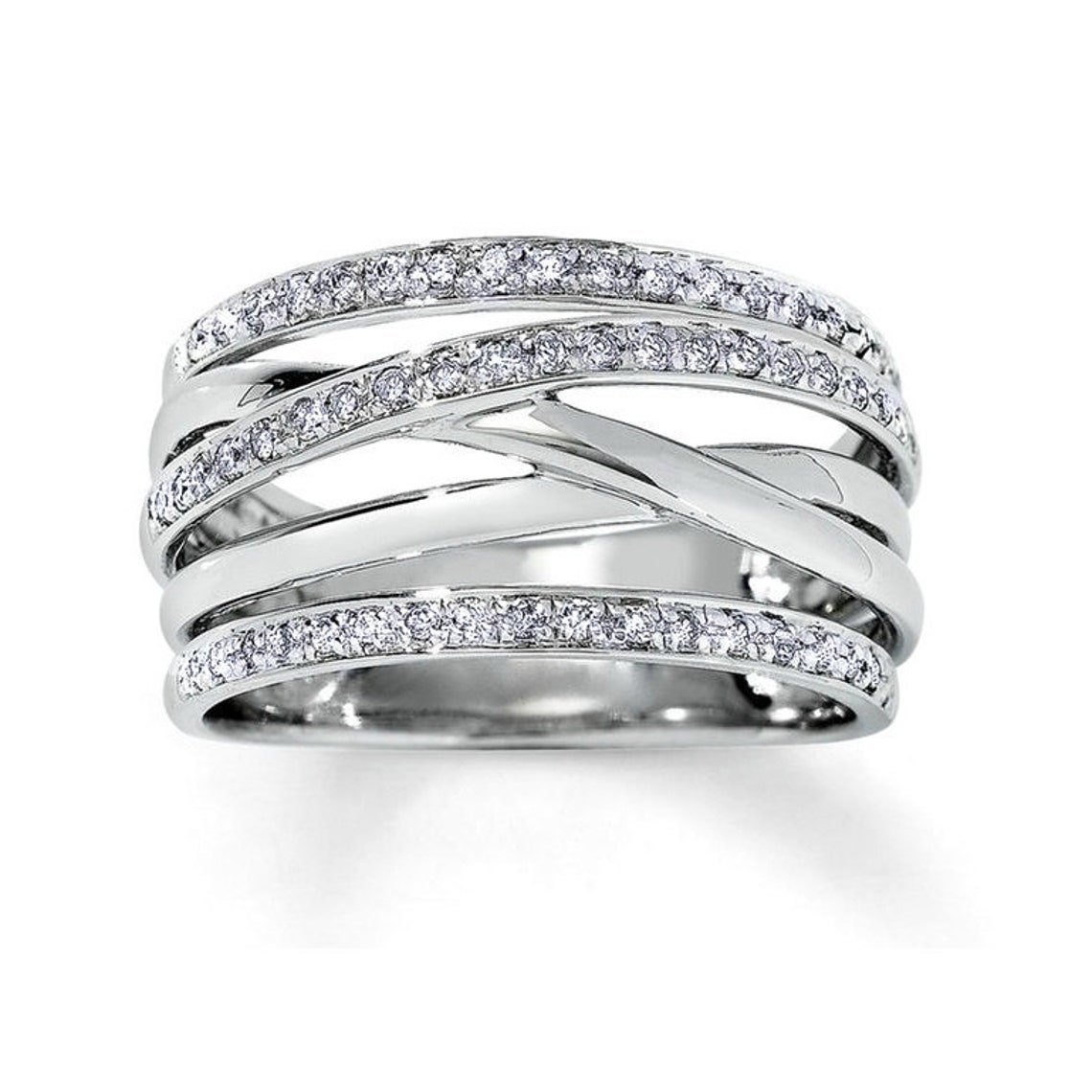 Ladies Fabulous 14 Karat White Gold Slide Ring