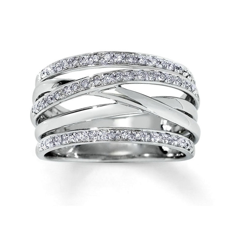 White Gold Leaf & Flower Diamond Ring For Women ADLR151