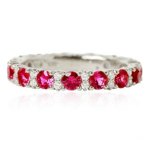 Ruby and Diamond Eternity Ring. Ruby Eternity Band.Diamond ring. Ruby ring. Ruby wedding band. Gold Ruby Ring.Eternity Wedding Band