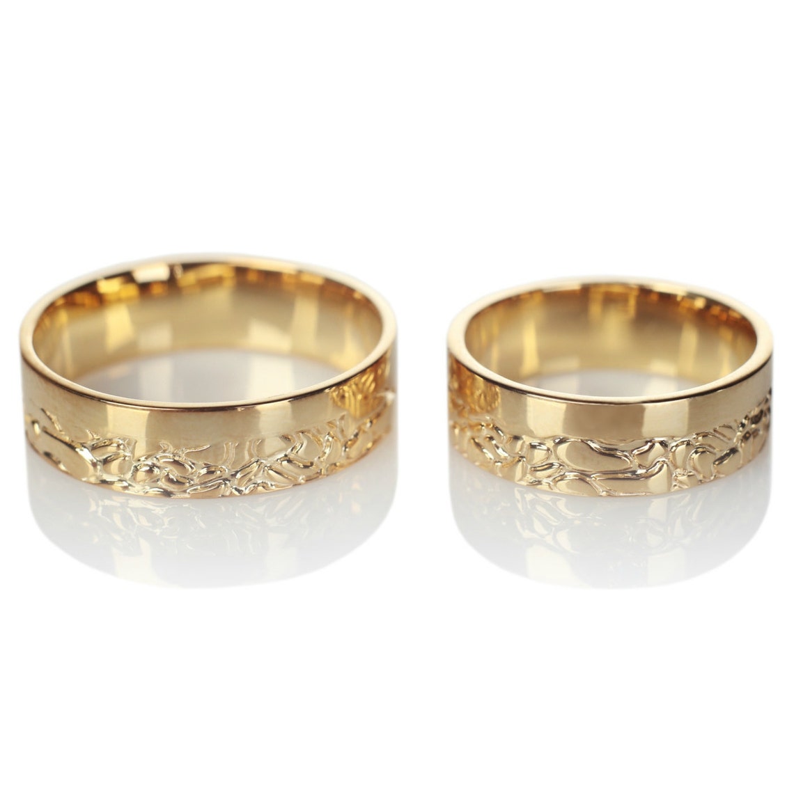 14k Gold His and Hers Wedding Bands. Wedding Bands Gold. Etsy