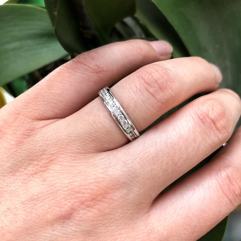 Elegant wedding bands with diamonds. Matching wedding bands. Etsy