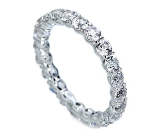 White Gold Eternity Band. Anello dell'Eternità Oro. Donne della fede nuziale. Anello di nozze d'oro. Banda di nozze delle donne. Anello per lei. Anello infinito.