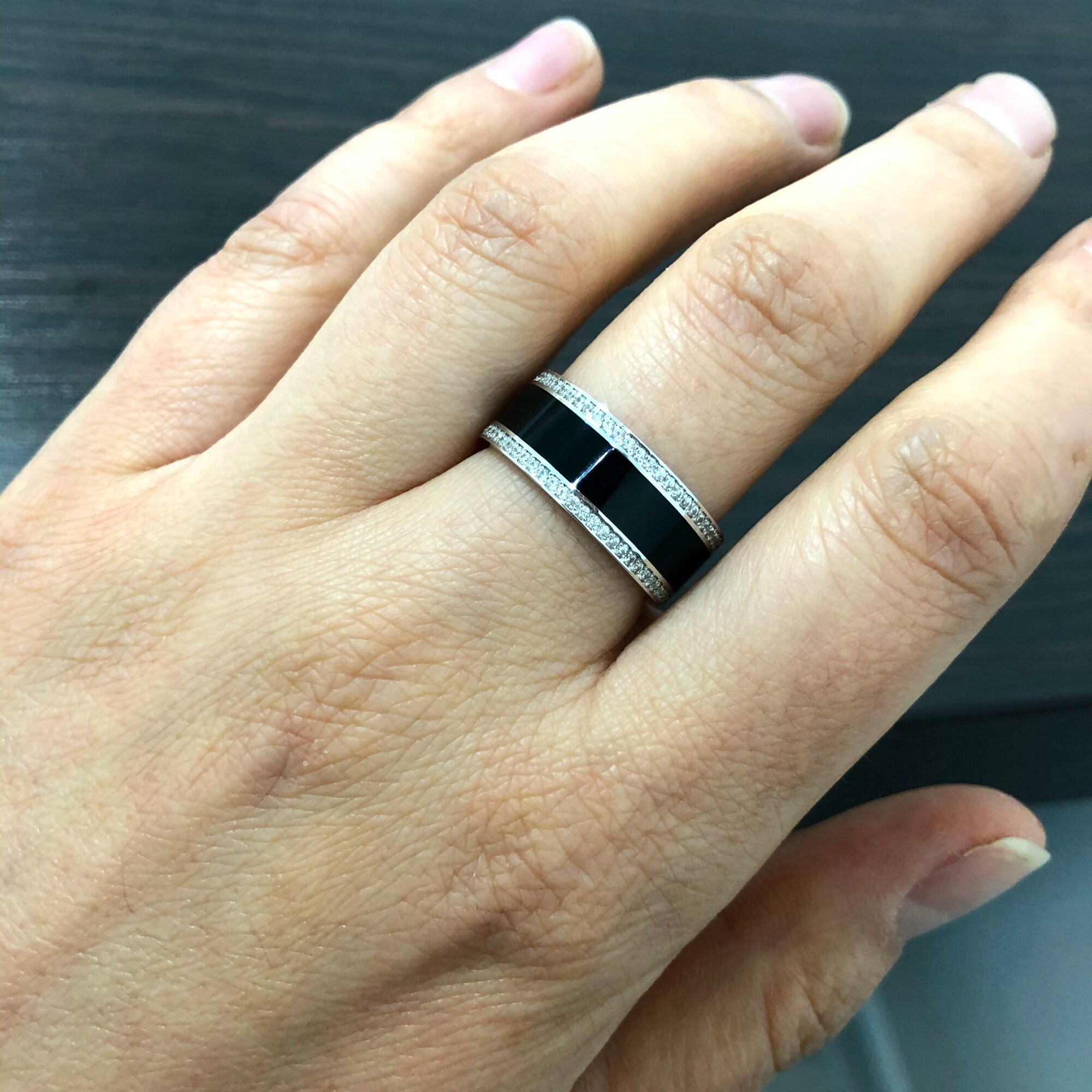 Stunning gold wedding ring with black enamel. Unique wedding | Etsy