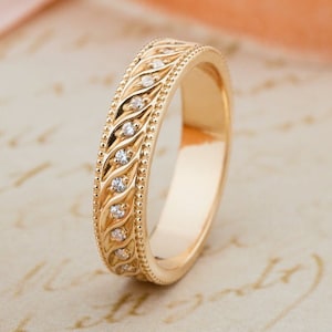 Unique wedding ring. Gold wedding band. Womens wedding bands. Wedding band women. Wedding band for women. Ring for her. Female wedding ring