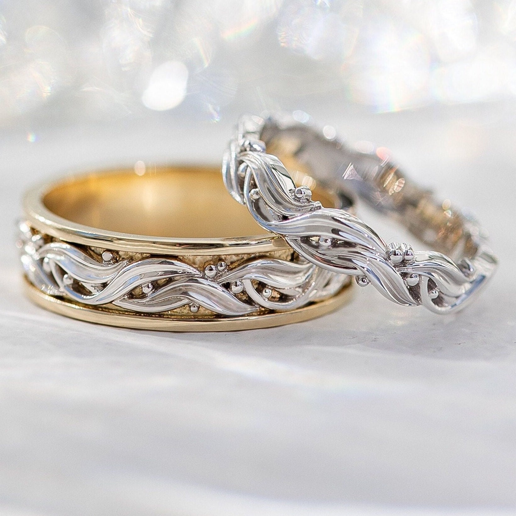 Unique Wedding Bands Couple Wedding Gold Wedding Bands