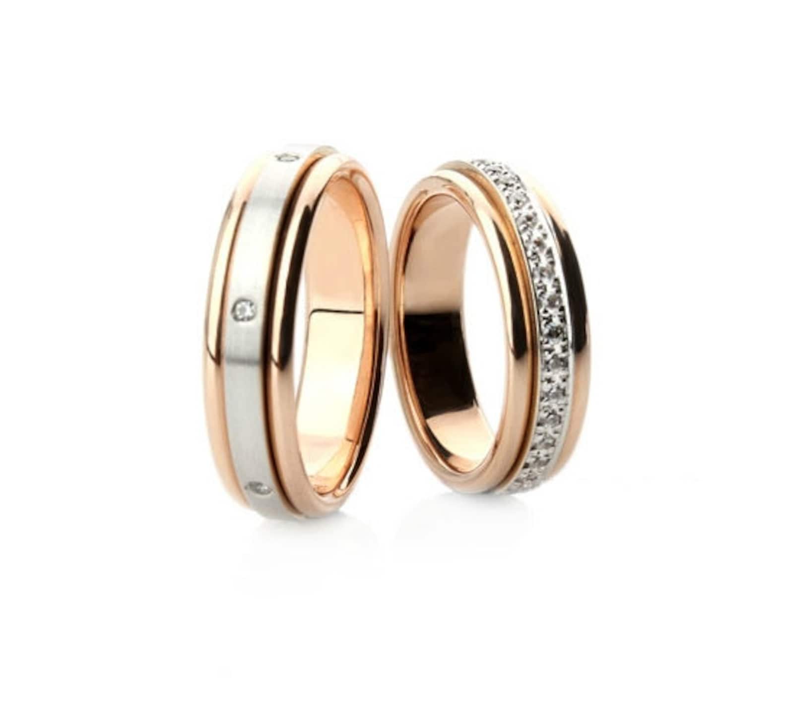 Matching 14k gold wedding bands. Matching wedding bands. Etsy