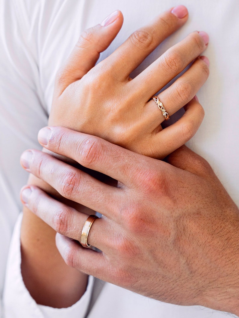 His and Hers Wedding Bands Set. Couple Wedding Bands. Unique Etsy