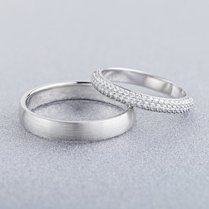White Gold Wedding Rings Set With Diamonds in Her Ring. His and Hers ...