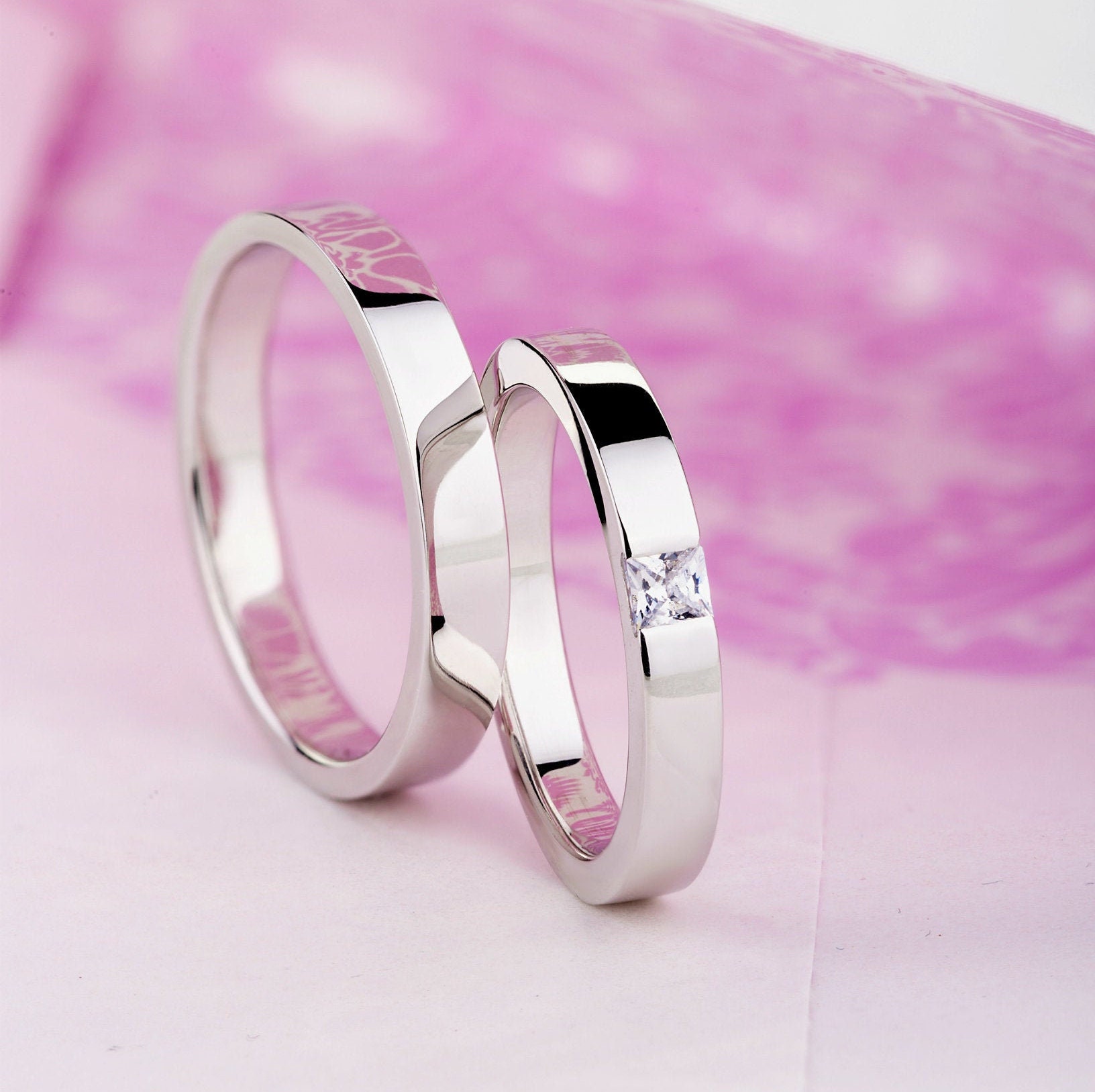 Simple White Gold Wedding Bands With Diamond. His and Hers Wedding Simple White Gold Wedding Bands With Diamond. His and Hers Wedding