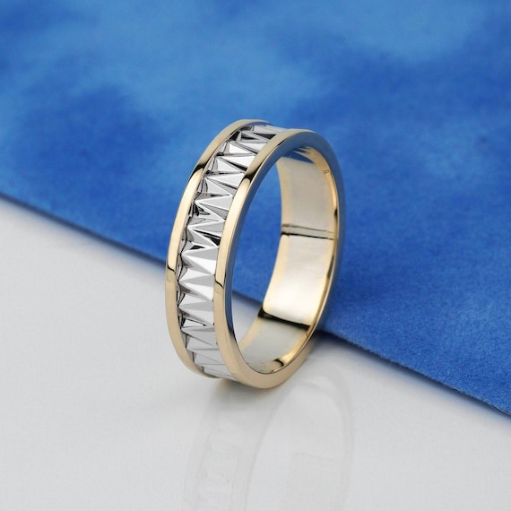 Unique Mens Wedding Ring With Geometry Details. Ring for Him. Mens