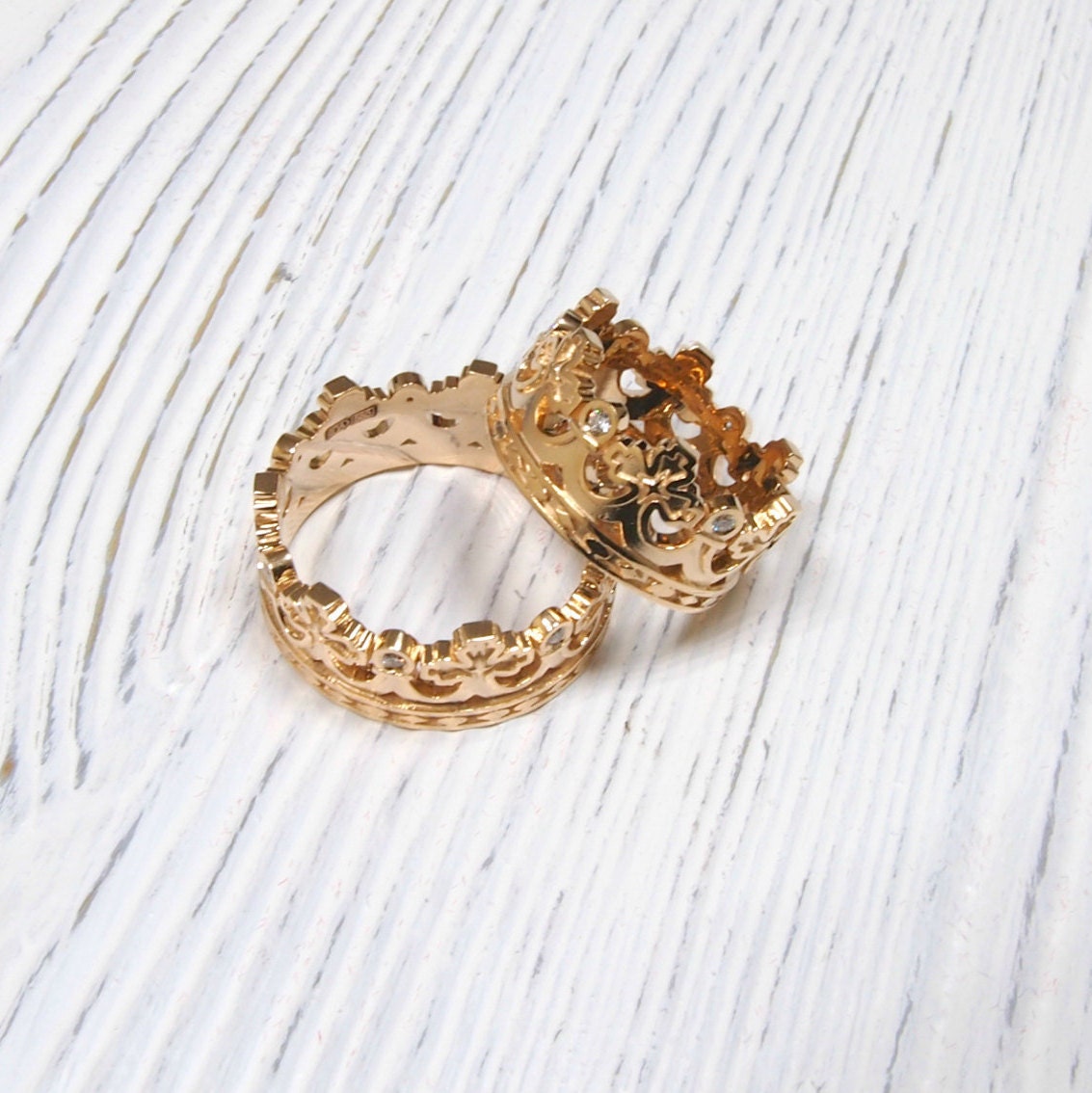 14k クラウン結婚指輪。ユニークな結婚指輪。クラウン リング 14k クラウン結婚指輪。ユニークな結婚指輪。クラウン リング