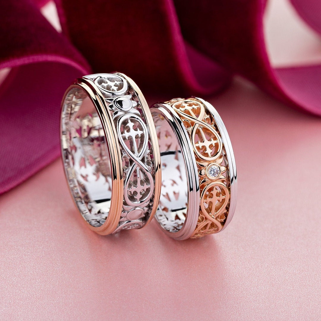 Matching Wedding Rings Set With Infinity Sign. Unique Wedding - Etsy