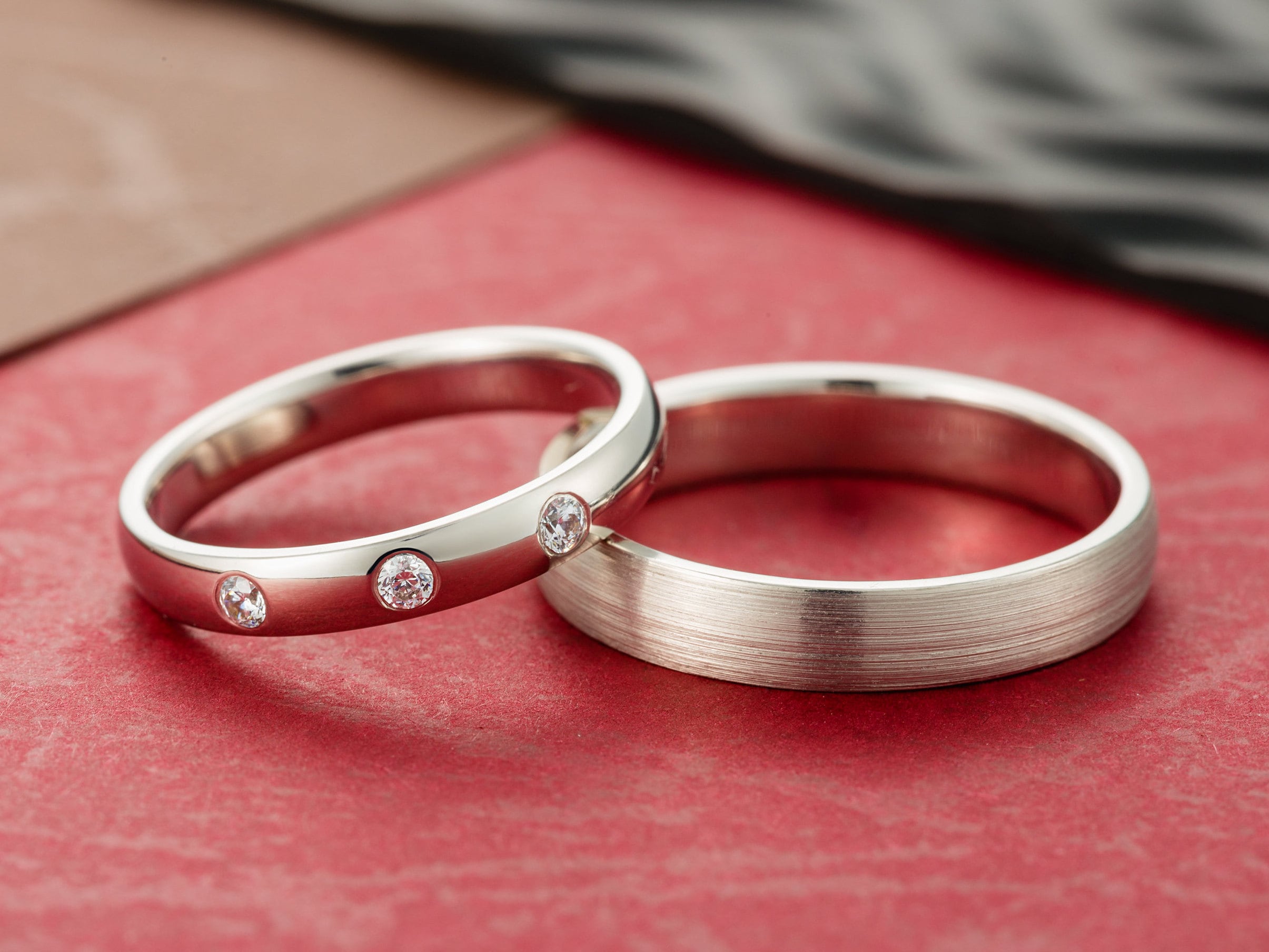 Wedding Bands His and Hers. Diamond Wedding Bands. Couple Etsy