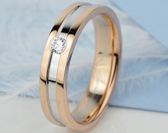 Oval Engagement Rose Gold Plain Band Engagement Ring With Diamond