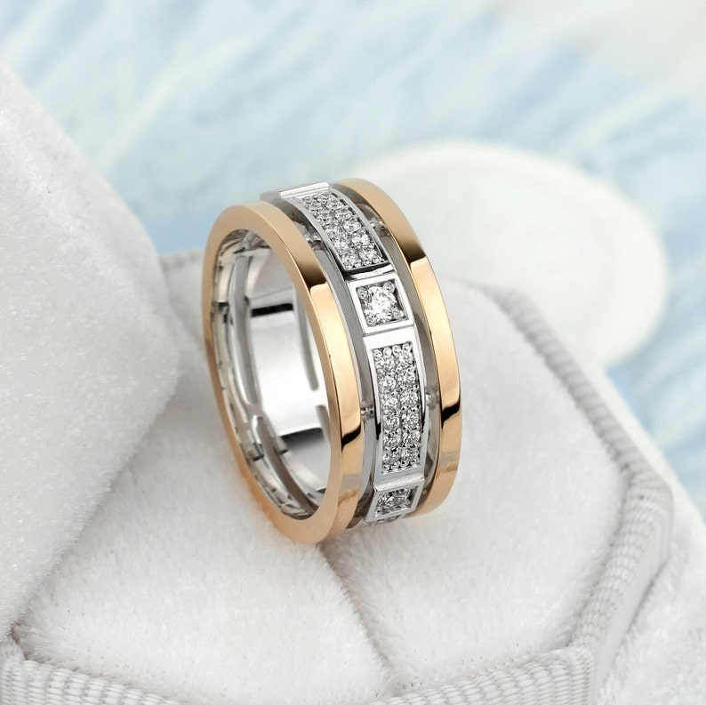 Gold Wedding Bands With Black and White Diamonds. Unique - Etsy