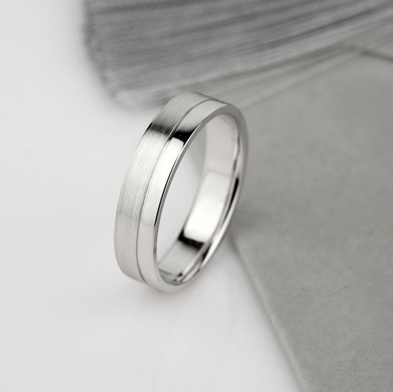Ready to Ship Mens White Gold Wedding Ring SIZE 9 US. Mens Wedding