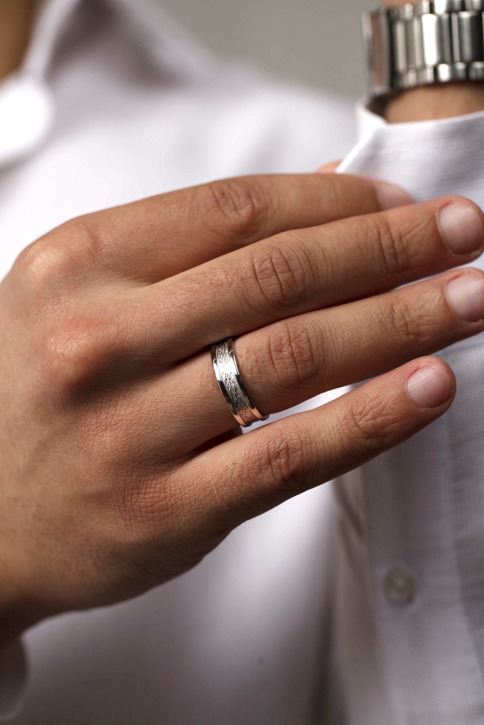 Mens Wedding Band Rose Gold Mens Wedding Ring Unique Mens Etsy