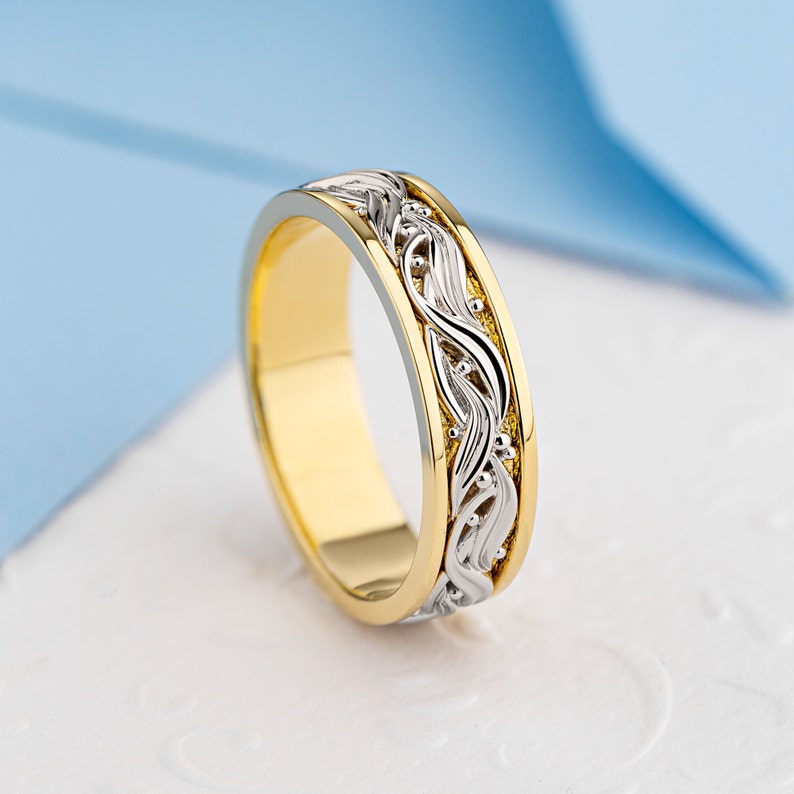 Unique Wedding Bands Set. Couple Wedding Bands. Gold Wedding Etsy