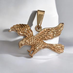 14k solid gold eagle pendant. Flying Bird pendant. Real gold bird pendant. Gift for men. Eagle jewelry. Mens eagle necklace. Fathers  gift