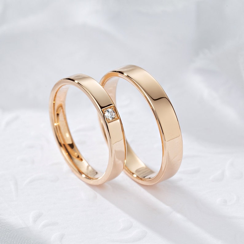 14k Gold Plain Classic Wedding Rings. Solid Gold Wedding Bands Etsy