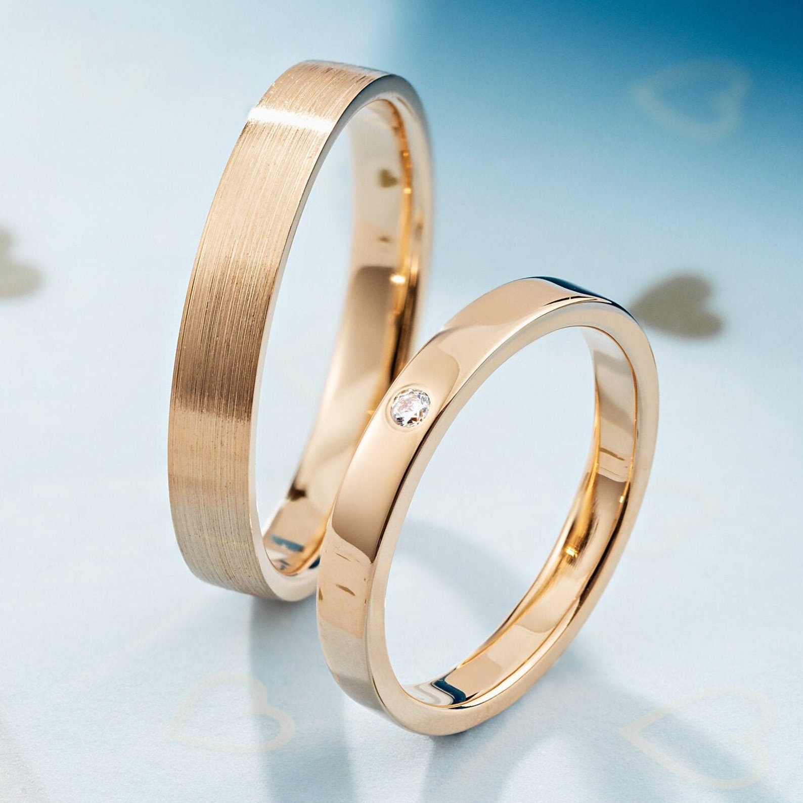 14k Gold Wedding Rings With Diamond. His and Hers Wedding Bands. Gold 14k Gold Wedding Rings With Diamond. His and Hers Wedding Bands. Gold
