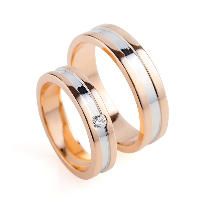 Wedding rings set. His and hers wedding bands.