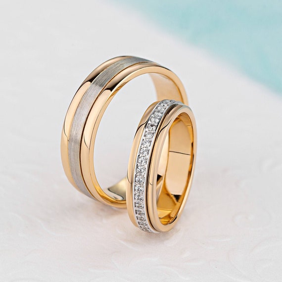 Anillos de pareja hechos de oro de 14k. Alianzas de boda a - Etsy México Anillos de pareja hechos de oro de 14k. Alianzas de boda a - Etsy México