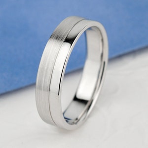 Ehering für Herren. Herren Ehering Weißgold. 14k Goldring für Männer. Herren Goldring. Ehering flach gold gebürstet. Massives Goldband