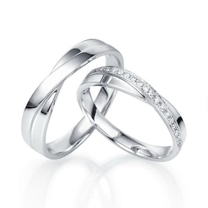 14k White gold wedding bands. Gold wedding bands. Unique wedding bands. Matching wedding bands. Wedding bands his and hers. Couple rings.