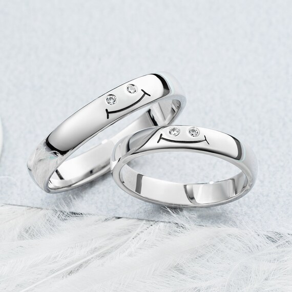 Couple wedding rings set. Promise rings. Gold wedding bands. Etsy