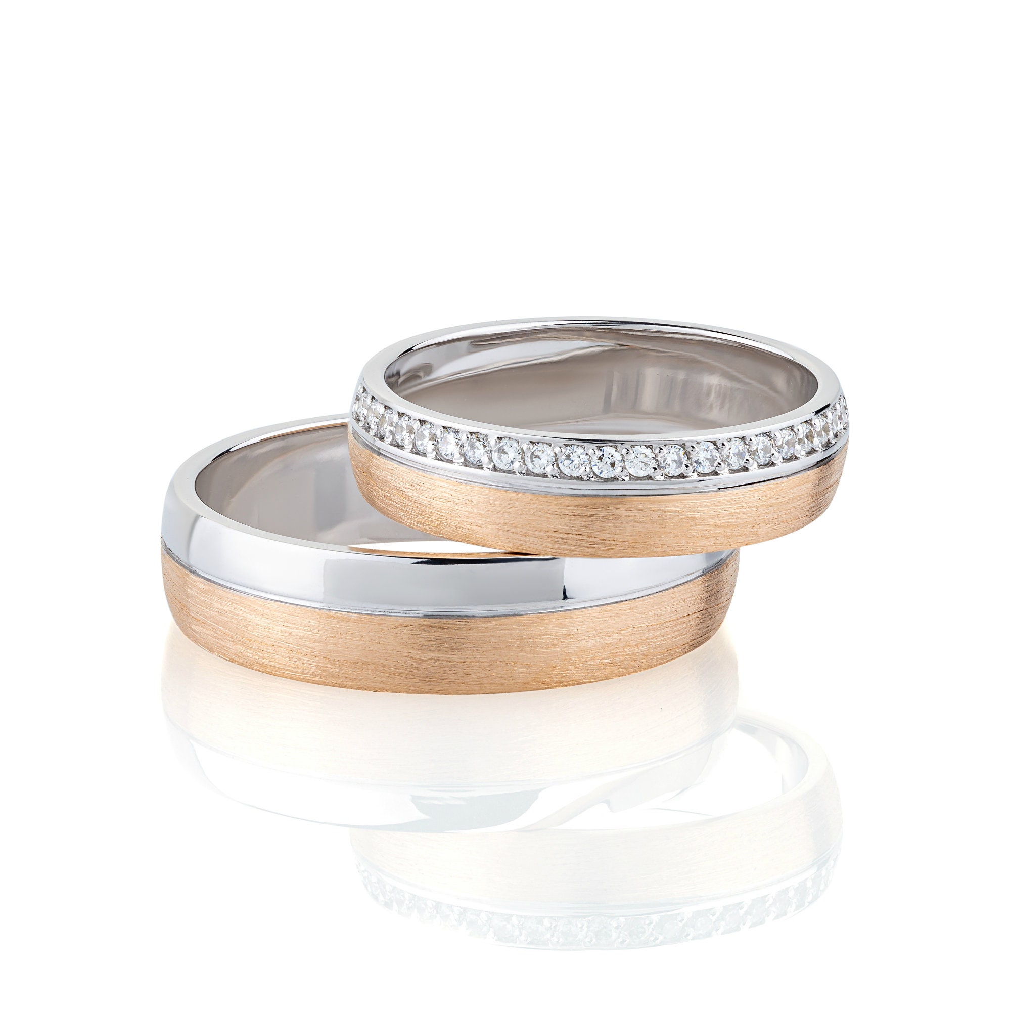 Matching Wedding Bands Made of 14k Gold. Wedding Rings Set. Womens