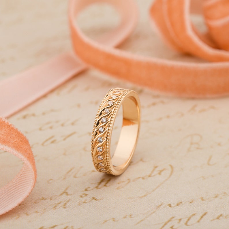 Unique Wedding Ring. Gold Wedding Band. Womens Wedding Bands. Etsy