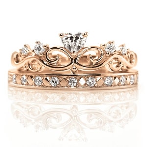 14k Gold Crown Rings Set. Princess crown ring.