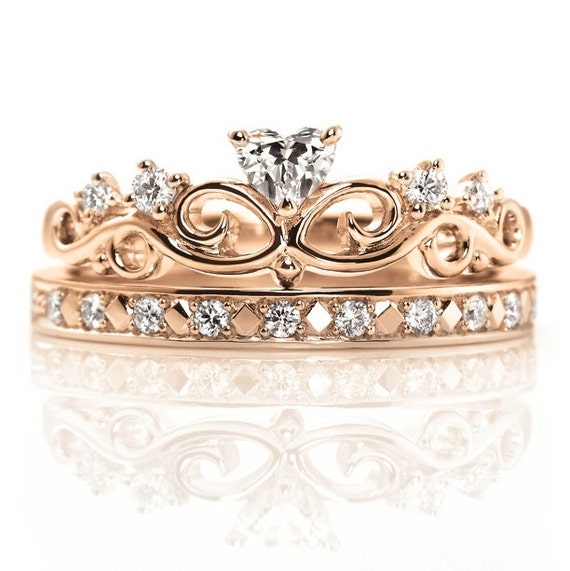 White Lab-Created Sapphire Quinceañera Crown Ring Sterling Silver & 10K  Rose Gold | Kay