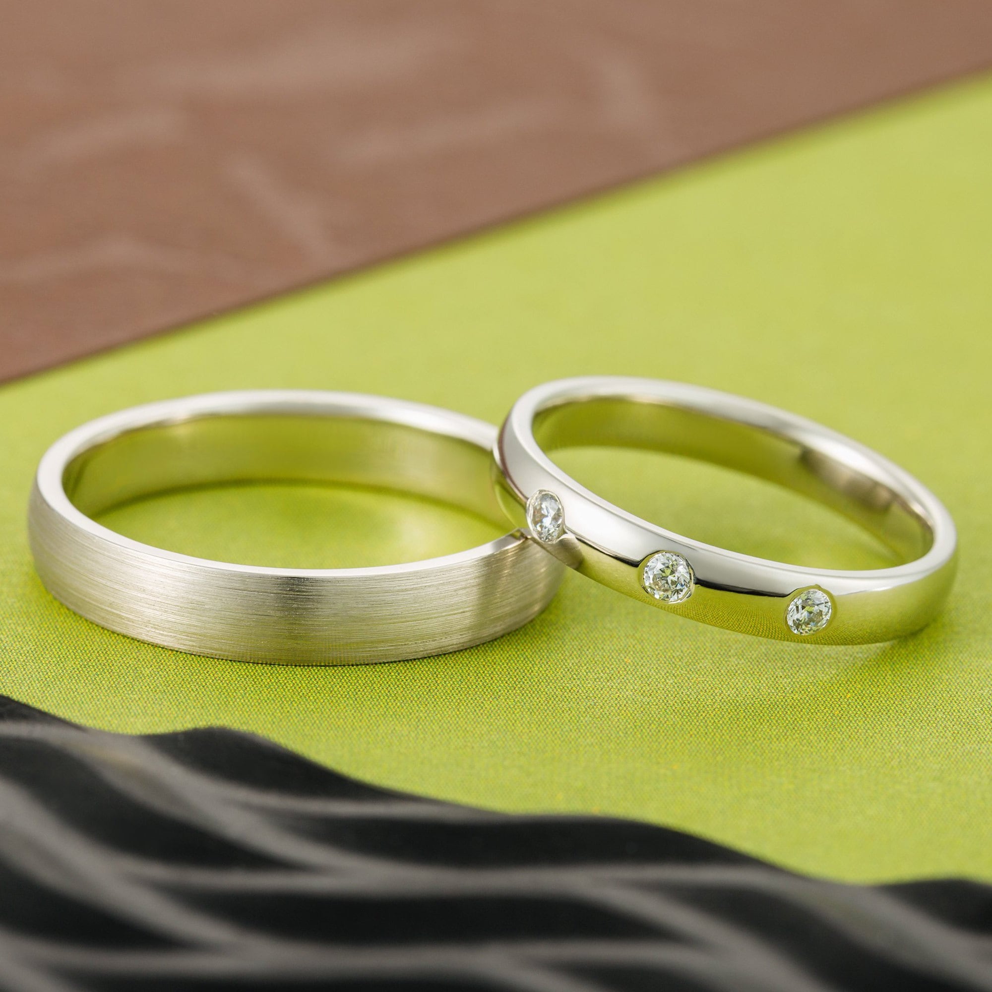 Wedding Bands His and Hers. Diamond Wedding Bands. Couple Etsy