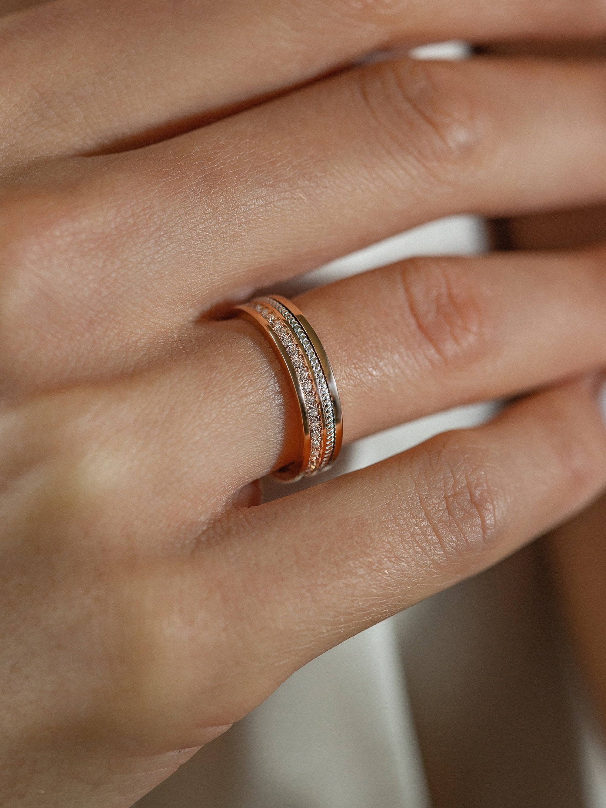 Unique Gold Women s Wedding Band Gold Wedding Ring For Women Two tone 