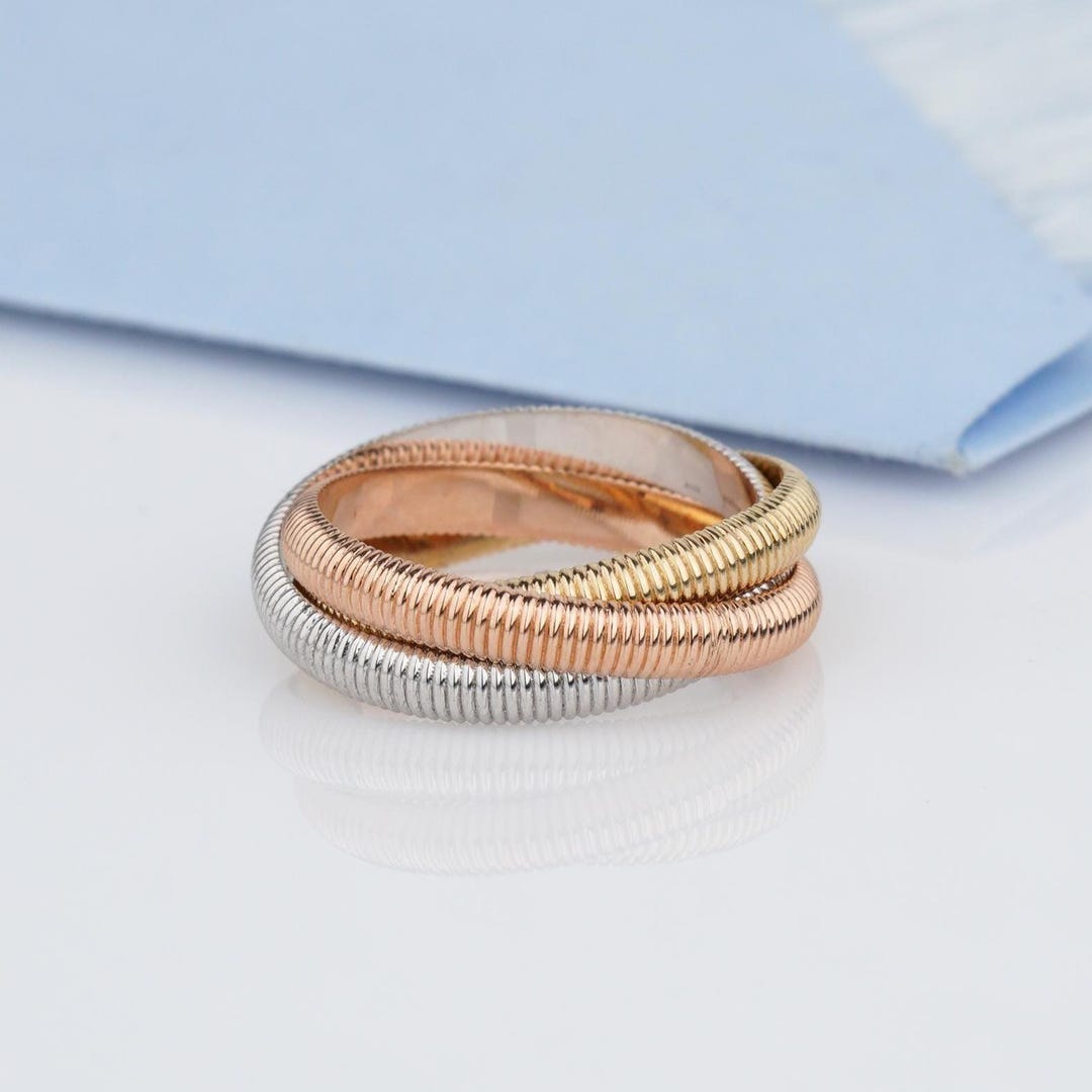 Tri Color Rolling Ring With Texture Surface. Triple Band Rolling Ring ...