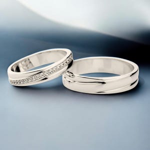 Platinum wedding bands with diamonds. Matching wedding bands. Platinum band ring. Unique platinum wedding rings set. His and hers rings set.