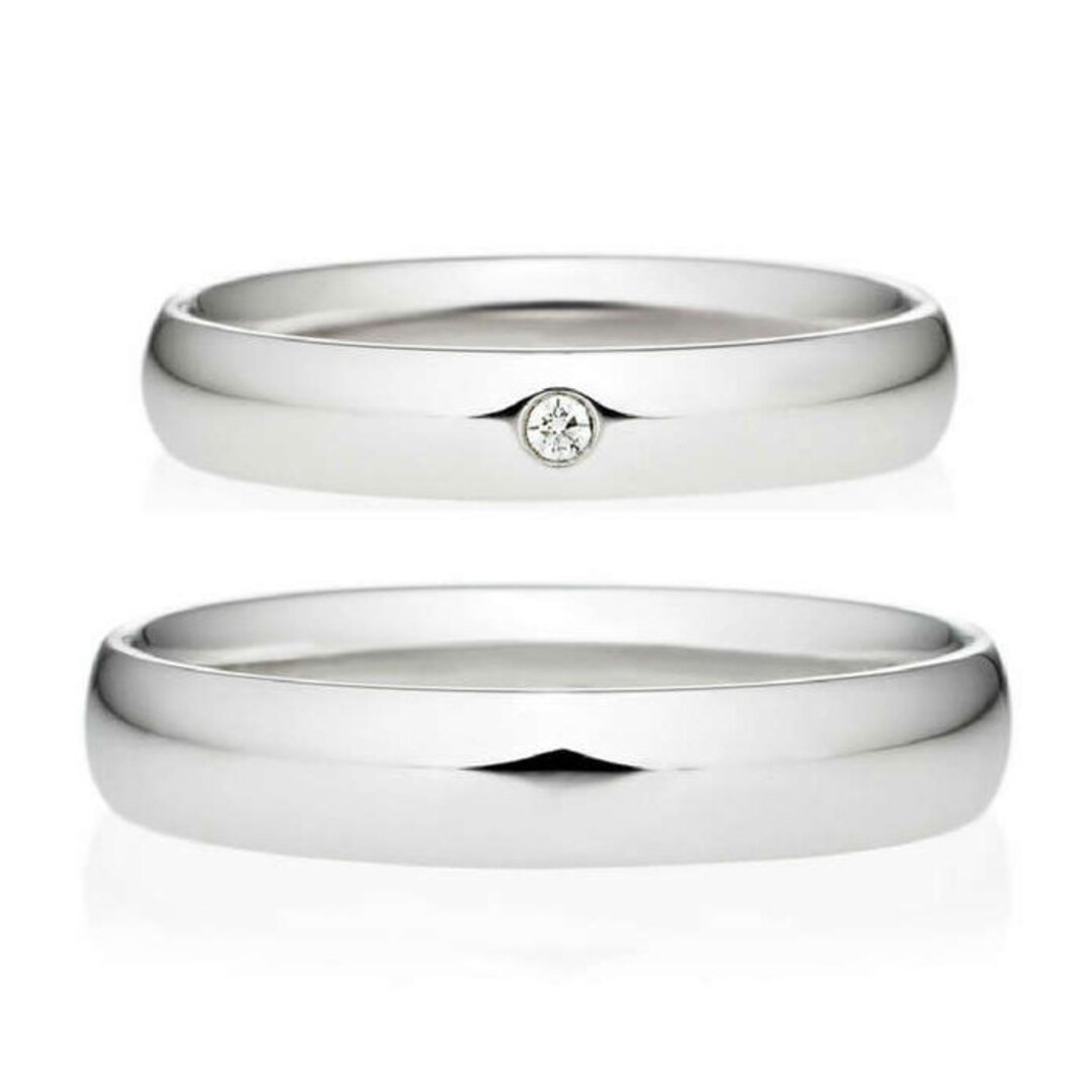 Unity 1ct White Sapphire Solitaire Platinum plated Silver Full Channel  Eternity Promise Ring Set:Jian London:Silver Rings