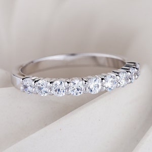 Half eternity wedding ring with natural diamonds. Womens wedding band. 14k gold band with diamonds. Natural diamonds band.