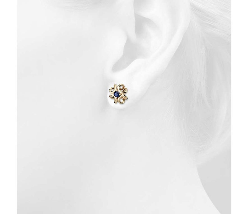 14ct Gold Cut Sapphire Studs (9ct backs) main image 1