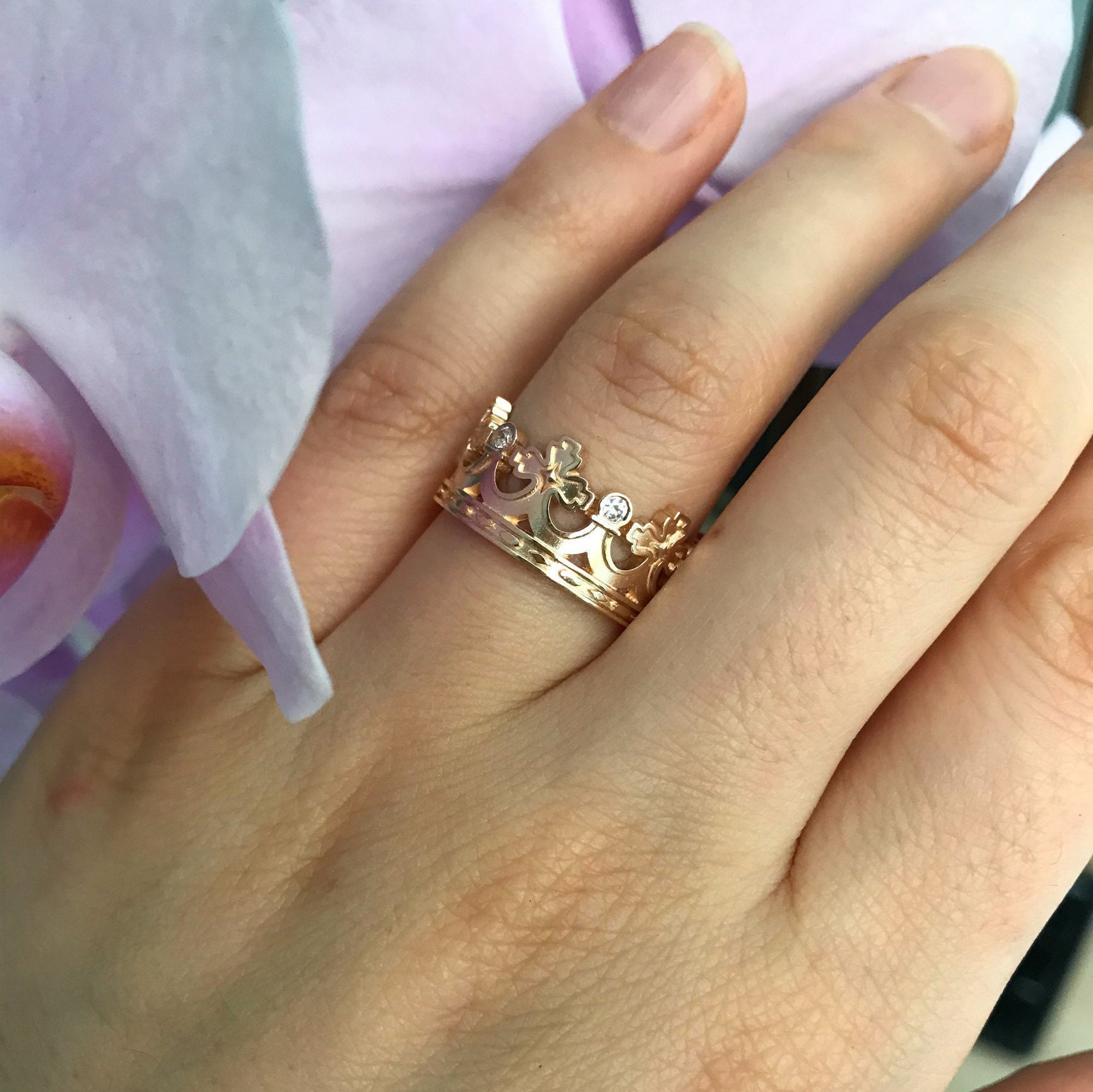 14k クラウン結婚指輪。ユニークな結婚指輪。クラウン リング 14k クラウン結婚指輪。ユニークな結婚指輪。クラウン リング